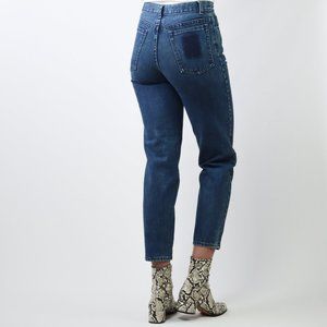 Vintage 80's High Waist Wedgie Mom Jeans 27x27 Distressed Blue Tapered Cropped